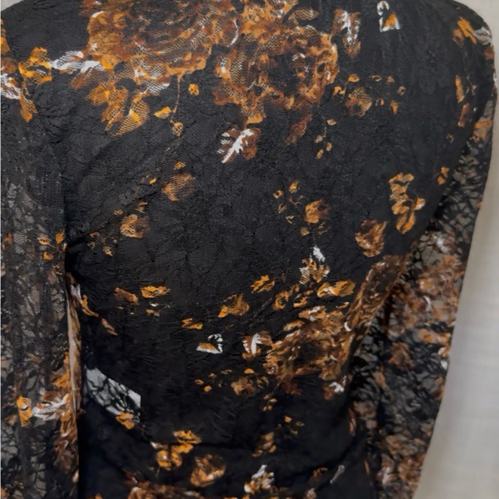 SHEIN Black, Brown, Gold Lace Corset, Sweetheart Neckline Bodysuit ~ Size M ~ - Picture 5 of 6